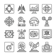 Poster - Set of line art icons representing technology and innovation