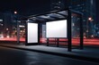 © yang - A blank billboard display model next to the bus stop, with space for text and image replication