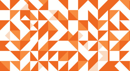 Poster - Abstract geometric seamless pattern featuring varying shades of orange and white triangles and squares modern digital background texture graphic design vector art illustration
