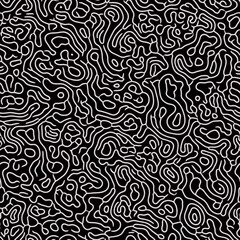 Poster - Intricate Abstract Seamless Organic Flowing Line Pattern Black and White Digital Generative Art Topographic Biological Network Texture Background Wallpaper Design Surface Modern