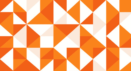 Poster - Eye-catching Dynamic Vibrant Abstract Geometric Seamless Pattern Design Featuring Interlocking Triangular and Square Tile Shapes in Bright Orange and Crisp White Colors Modern