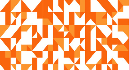 Poster - Abstract seamless geometric pattern background texture vibrant orange white triangles squares modern mosaic tile design vector graphic illustration digital art wallpaper surface