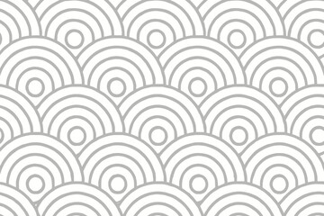 Poster - Abstract minimal monochrome seamless repeating geometric pattern subtle grey concentric arcs circles wave scale motif modern graphic design textile prints elegant backdrops
