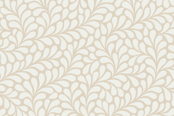 Poster - Stylish decorative abstract organic leaf and petal seamless repeating pattern design in neutral beige and cream colors perfect for elegant background textile and wallpaper print