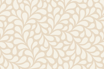 Poster - Subtle seamless vector pattern with elegant organic leaf shapes in a flowing design on a neutral beige background perfect for textile prints or modern wallpaper textures