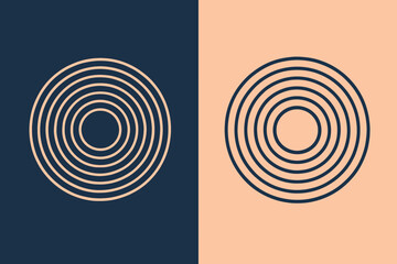 Poster - Abstract concentric circles geometric pattern background with split color dark blue and light peach modern simple design graphic vector illustration element template style visual