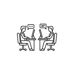 Fototapete - Professional Remote Teamwork Illustration Online Business Communication Virtual Meeting Concept Collaborative Digital Workspace Discussion Between Two Individuals Minimal Line