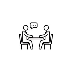 Fototapete - Simple Clean Abstract Minimalist Line Art Illustration Depicting Two People Sitting At A Table Engaged In Professional Business Communication Meeting Interview Or Dialogue