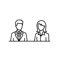 Fototapete - Professional business man and woman minimalist line art illustration corporate team profile icon graphic element clean design vector symbol for user representation