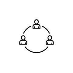 Fototapete - Minimalist line art illustration depicting a group of people connected in a circle representing teamwork partnership networking and communication icon for business and technology