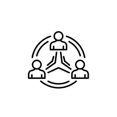 Fototapete - Conceptual network icon illustrating interconnected people representing team collaboration communication user interaction and community system relationship hub graphic element