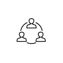 Fototapete - Clean stroke outline icon depicting a unified group of three people interconnected within a cycle symbolizing partnership cooperation and the strength of community and network
