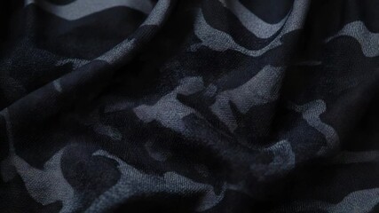 Poster - High-quality image of a close-up shot of black and grey camouflage print fabric