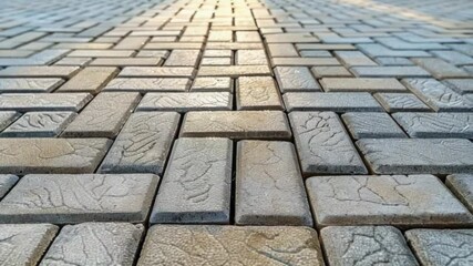 Poster - A detailed view of a traditional cobblestone walkway