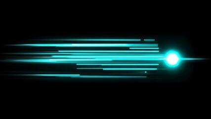 Wall Mural - Glowing turquoise fast particle streaks on dark background vector animation.