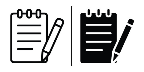Poster - Notepad with Pencil: Minimalist Icon Set featuring simple notepad with pencil for writing notes or reminders, ideal for use in web design and graphic projects.