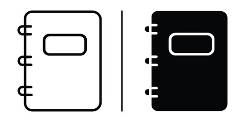 Poster - Notebooks in contrast: Side-by-side image features a notebook in both white and black, and simple illustration to represent the contrast concept. 