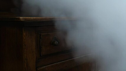 Aufkleber - A close-up shot of a cabinet with pots on top, useful for kitchen or dining room interior designs