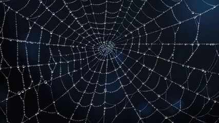Poster - A close-up of a spider web covered in water droplets, perfect for use in science or nature-themed projects