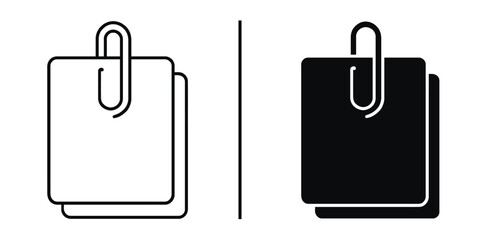 Poster - Contrast of Document Icons: A minimalist graphic presents two document icons, one in a pristine white and another in bold black, both secured by a metallic paperclip.