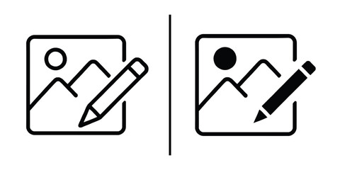 Poster - Editing Icon Concepts: Two minimalist editing icons on a plain background. one in light mode and one in dark mode, representing the essential function of image editing and digital content creation.
