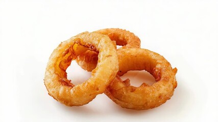 Poster - A close-up view of two onion rings sitting on a table