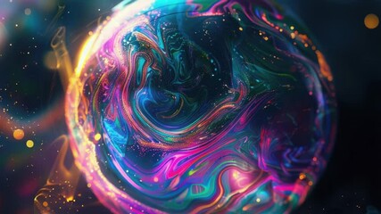 Poster - A vibrant and playful ball filled with numerous bubbles, suitable for use in designs related to childhood, whimsy, or celebration