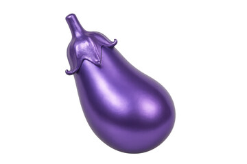 Fototapete - 3d rendering of a rotating purple eggplant with metallic reflections, isolated on a transparent background with alpha channel