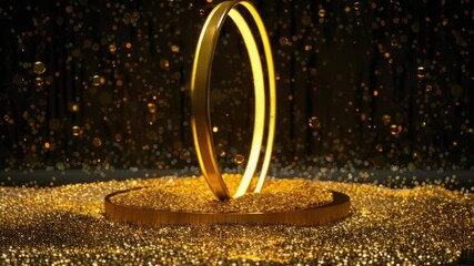 Poster - A golden circle sits atop a table surrounded by gold glitter