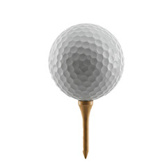 Fototapete - golf ball on the tee isolated on white background
