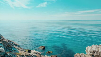 Poster - A person stands at the edge of a cliff overlooking the vast ocean below