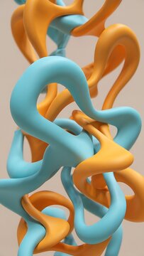 Abstract Liquid Forms Swirling Blue and Orange 3D Render