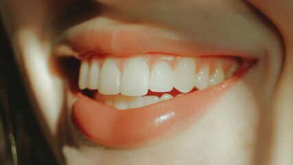 Poster - Person brushing their teeth in a close-up shot, useful for health and wellness related content