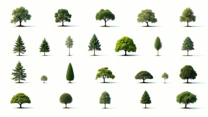 Aufkleber - collection of various tree species captured from the same angle, offering a comprehensive view of their distinct forms and foliage