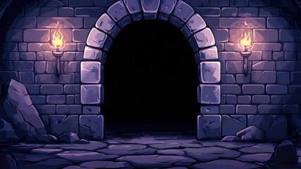 Poster - A stone walled castle entrance