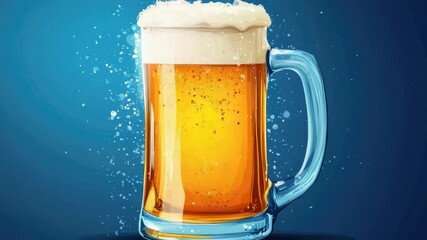 Poster - A frothy glass of beer with a thick layer of foam on top