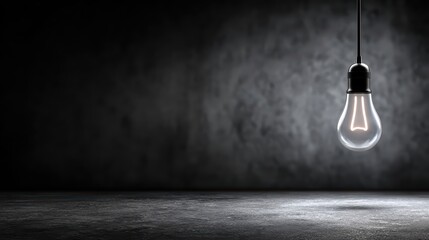 Aufkleber - Vintage Hanging Light Bulb Illuminating Dark Grunge Background with Smoke and Shadows in Minimalist Style