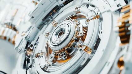 Poster - A detailed look at the internal mechanics of a machine, featuring interlocking gears and metal components