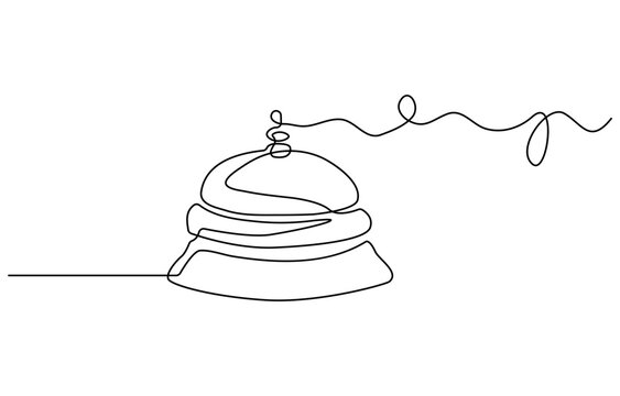 Vector continuous one single line drawing of bell in silhouette on a white background. Linear stylized.