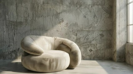 Aufkleber - A single white chair situated next to a window in a room