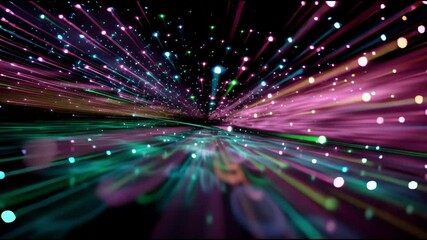 Poster - Vibrant light trails create a mesmerizing cosmic experience in abstract visual display