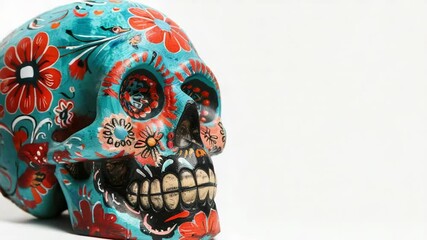 Poster - A colorful sugar skull on a white background