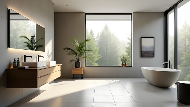 Minimalist Bathroom Interior with Wall Tiles and Elegant Details