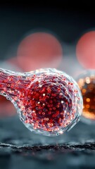 Poster - Close-up of laboratory pipettes filled with colorful liquids, with air bubbles captured inside, creating a vibrant scientific composition