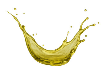 Poster - Golden liquid splashing and creating a dynamic, curved shape against a transparent background, exuding energy and vibrant freshness