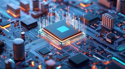 Aufkleber - A computer chip is shown in a very detailed and colorful way
