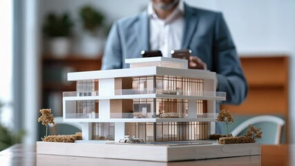Aufkleber - A miniature architectural model displayed on a tabletop, suitable for illustrations and presentations