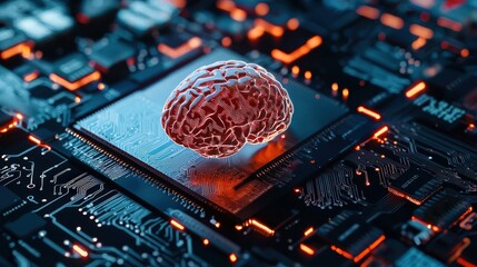 Aufkleber - A computer chip with a brain on it