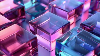 Aufkleber - A stack of transparent glass cubes in different sizes and shapes, creating a geometric pattern