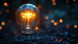 © BANDERSOUL - modern light bulb shining brightly in dark space, symbolizing innovation and new ideas with empty space for text